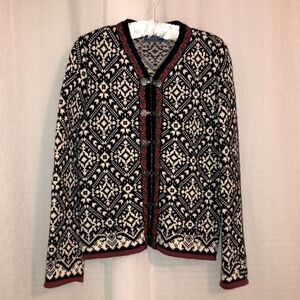 Icewear L Scandinavian Wool Knit Embroidered Cardigan Sweater Silver Hooks